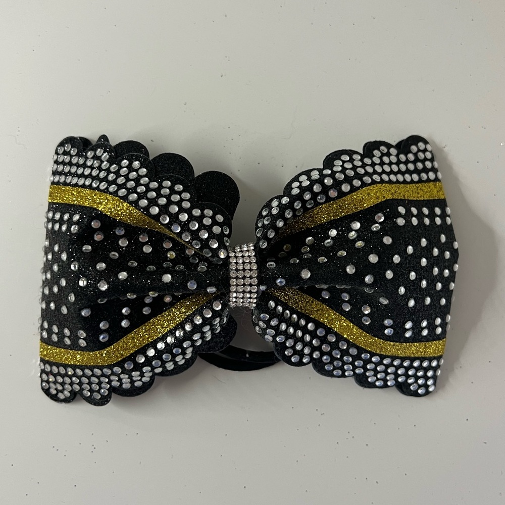 Black and Gold Competition Cheer Bow